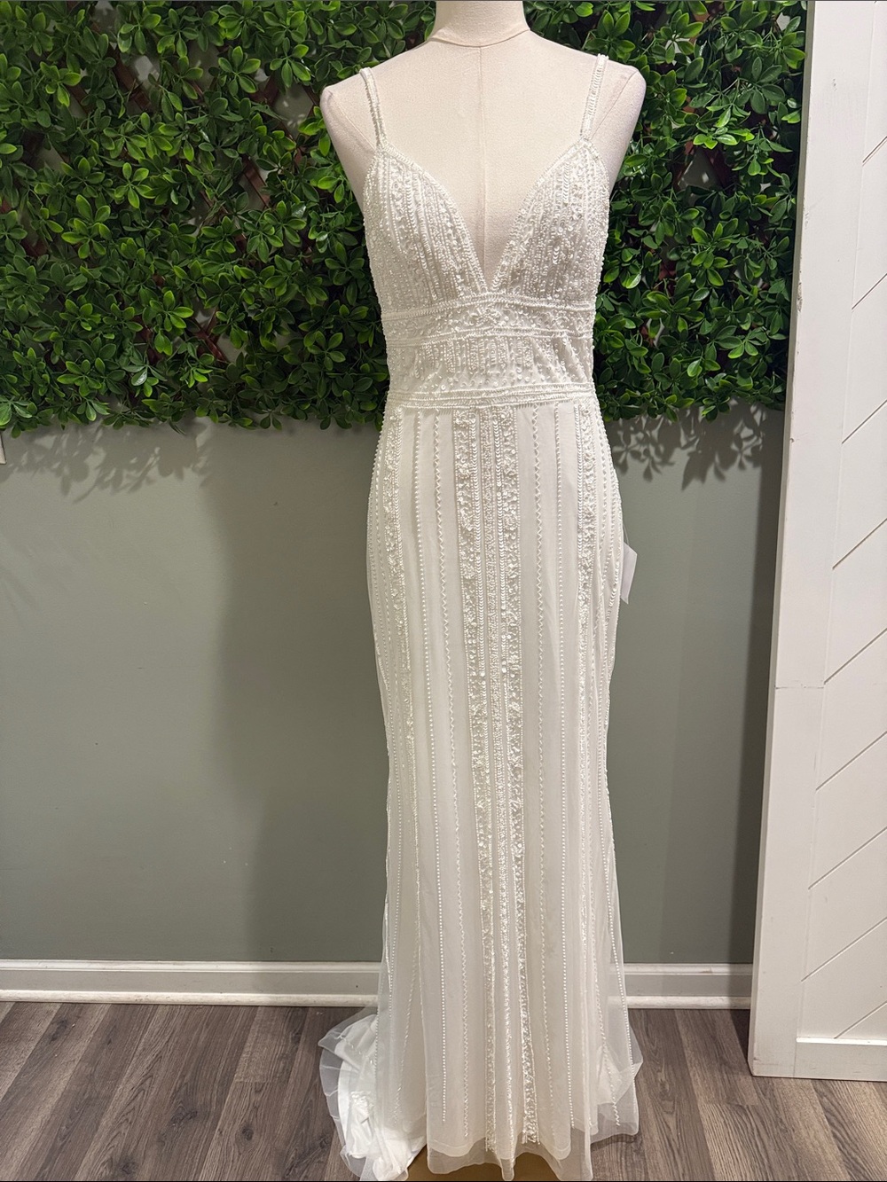 NWT- Stunning Vow White Beaded Sequin Maxi Dress - Picture 3 of 16
